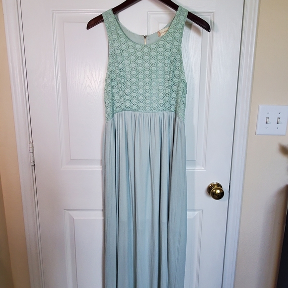 LAST CHANCE Altar'd State Mint Lace Maxi Side Slit Dress - Picture 6 of 8